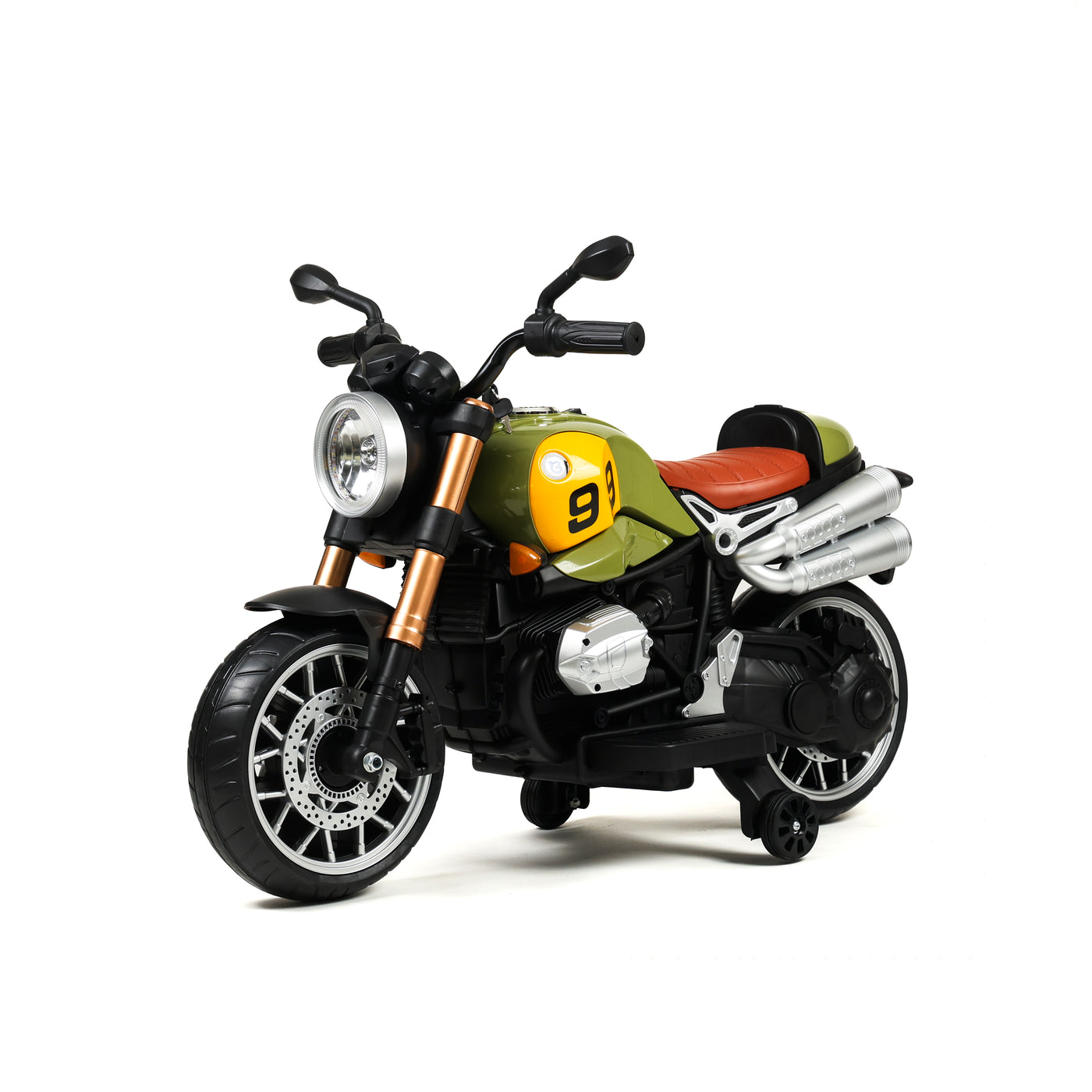 Elektrisches Scrambler-Motorrad für Kinder – Vorderansicht
