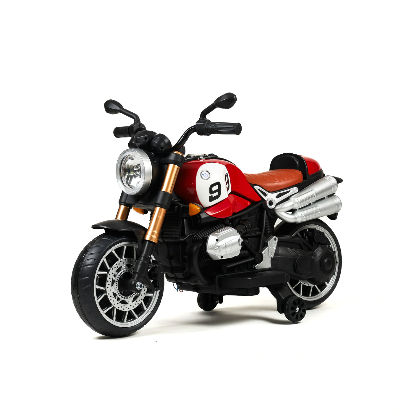 Elektrisches Scrambler-Motorrad für Kinder – Rückansicht