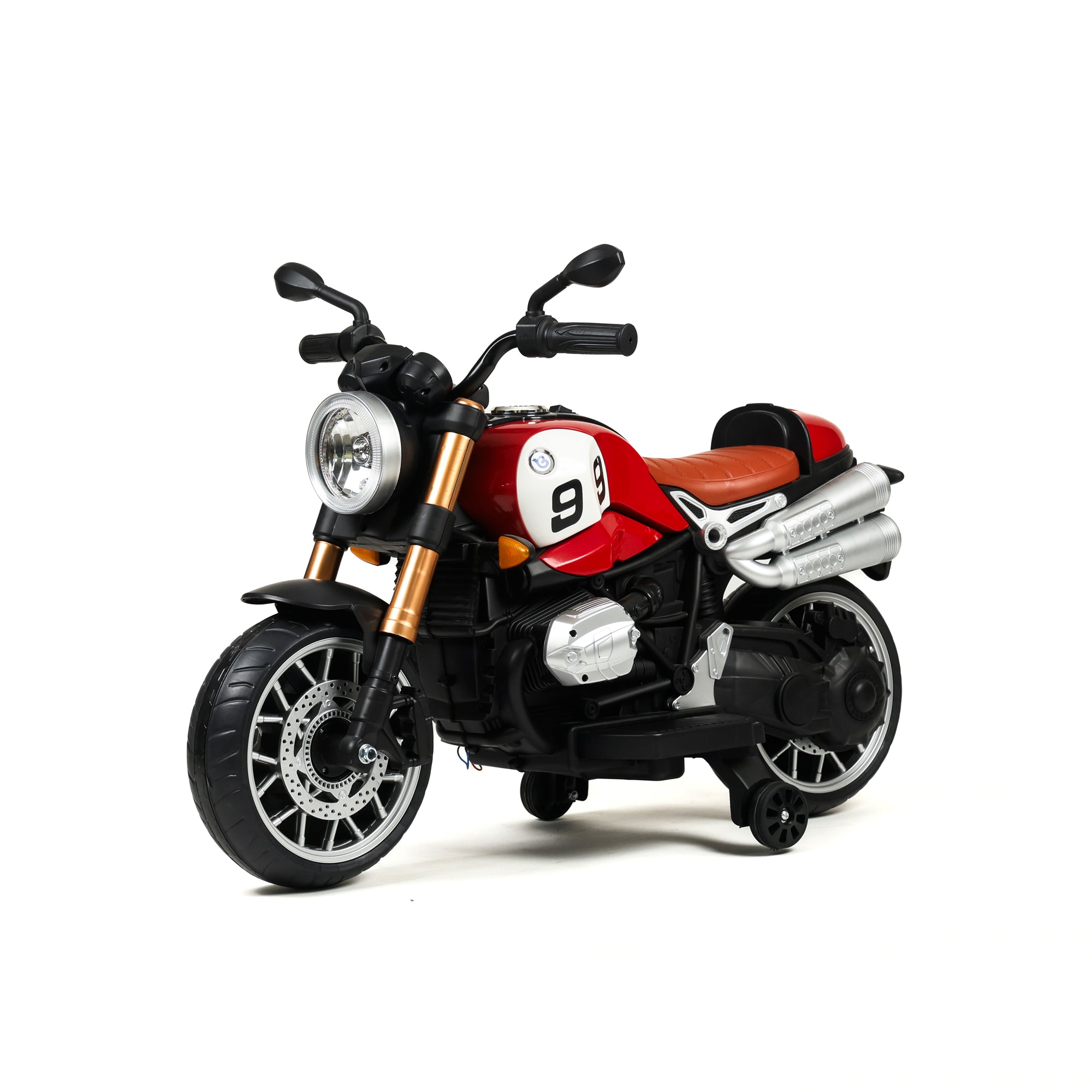 Elektrisches Scrambler-Motorrad für Kinder – Rückansicht