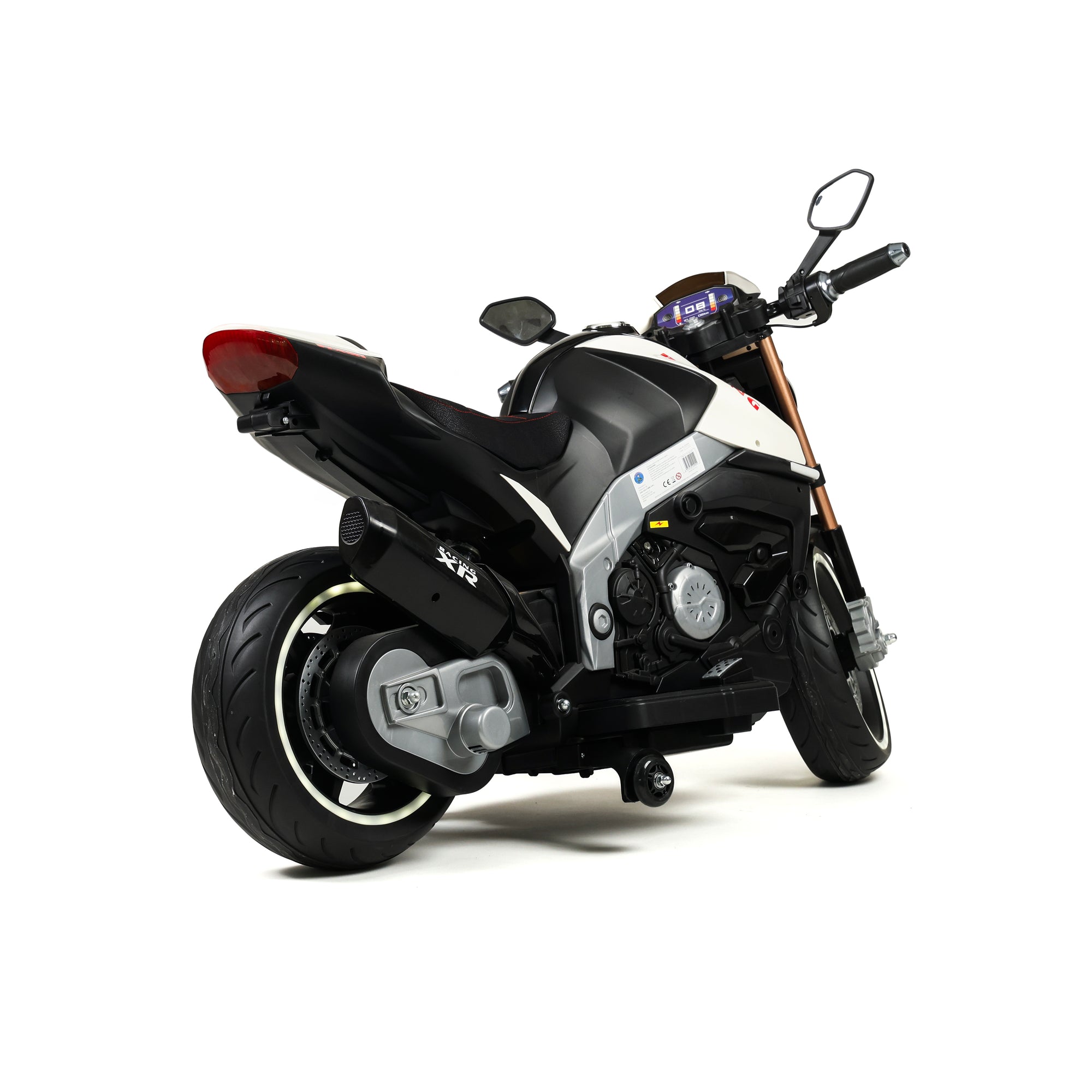 Children's electric racing motorbike - rear view