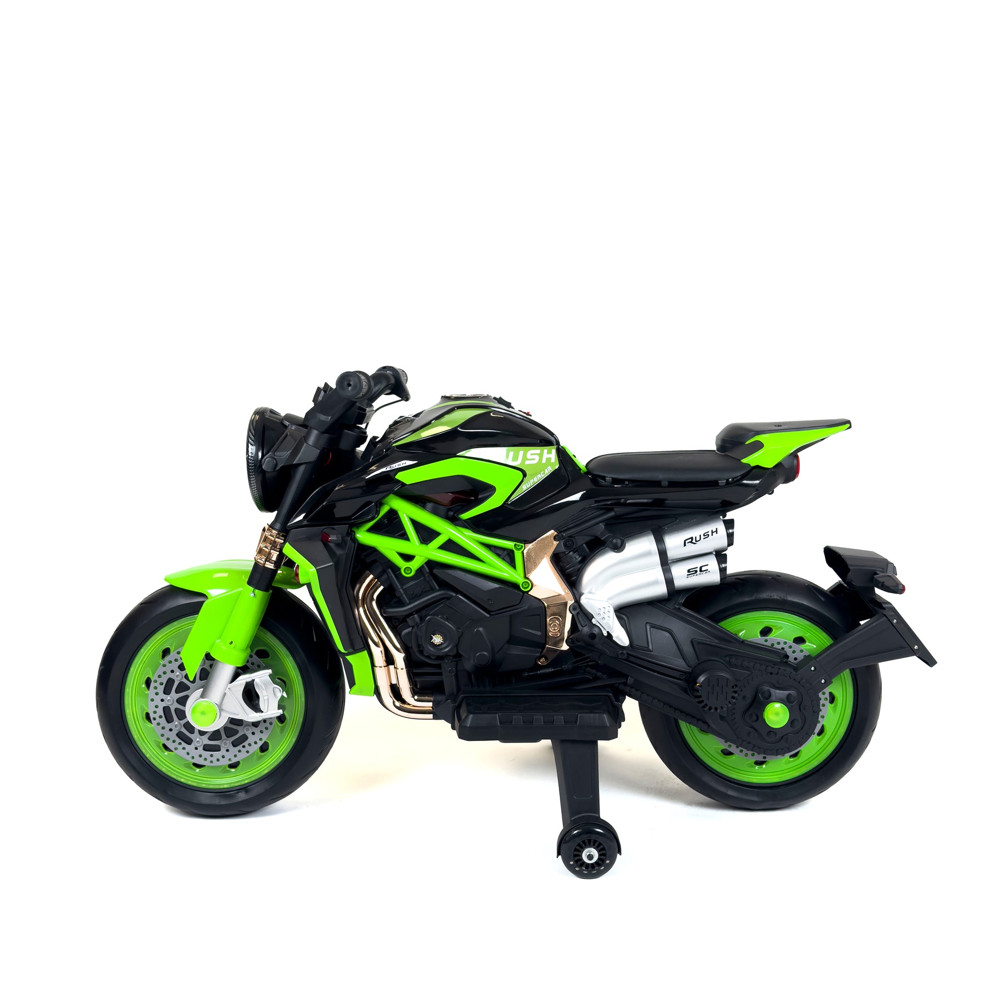 Rush-Elektromotorrad für Kinder – Rückansicht
