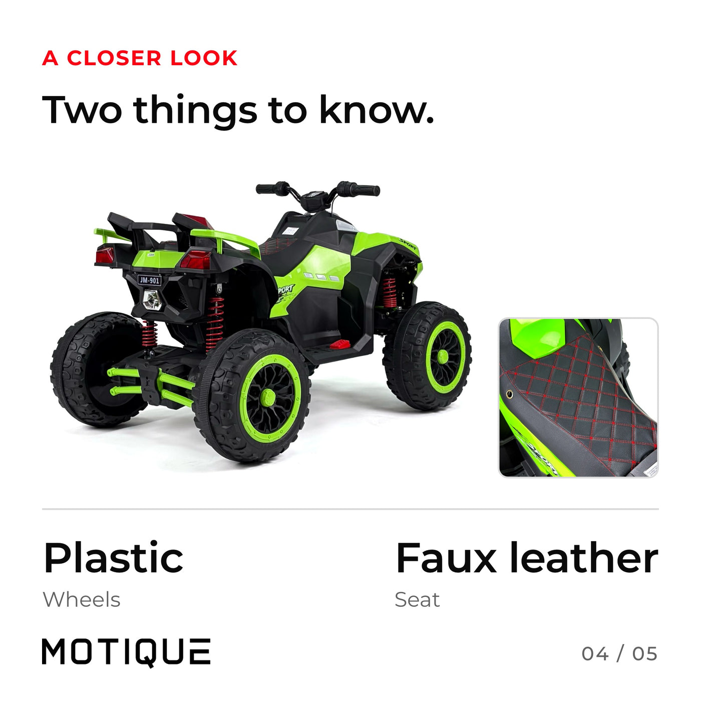 ATV Quad 12V - infographic 4, plastic wheels